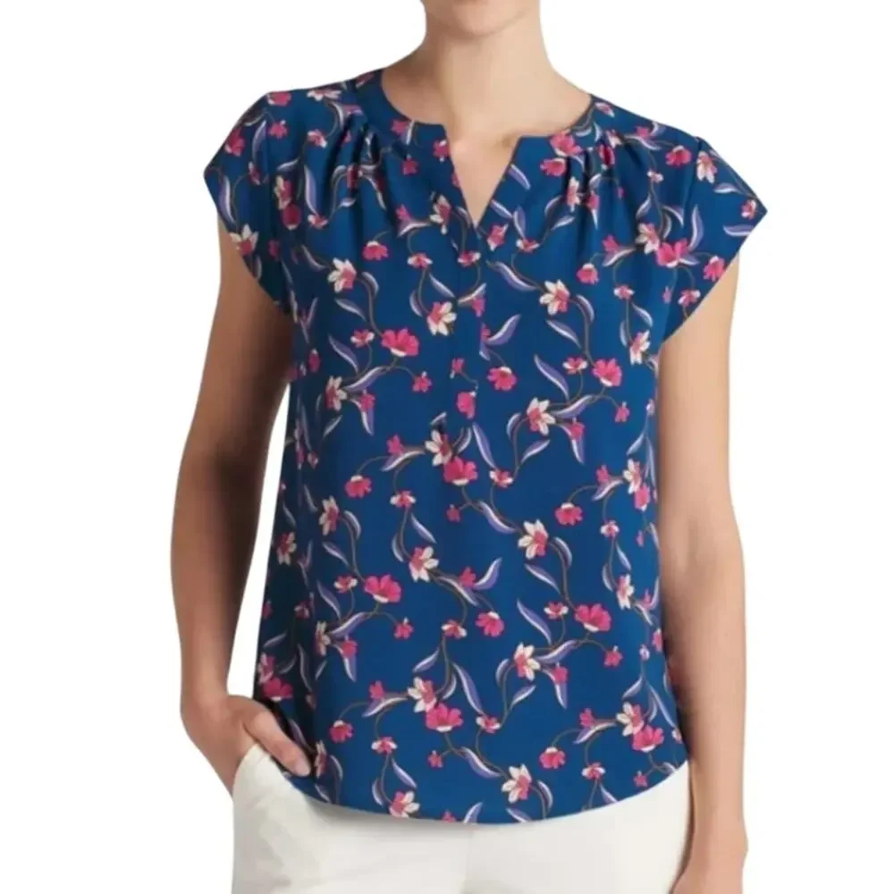 41Hawthorn (S) Morey Split Neck Short Sleeve Blouse - Stitch Fix Floral Top - Picture 2 of 10
